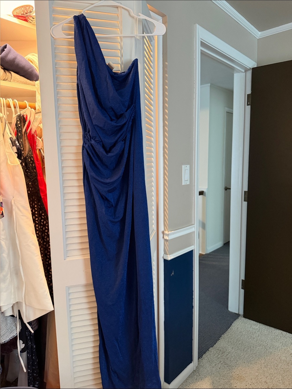 Baobab Collection Royal Blue One-Shoulder Ruched Gown